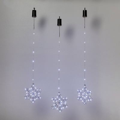 3pk Battery Operated LED Hanging Metal Snowflake Lights - Wondershop™