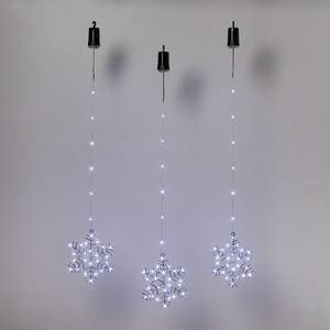 3pk Battery Operated LED Hanging Metal Snowflake Christmas Lights - Wondershop™: Indoor/Outdoor Use with Timer - 1 of 4