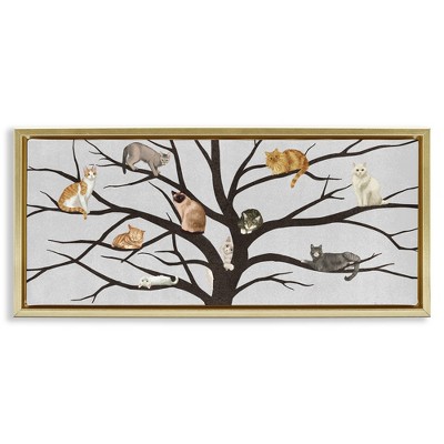 Stupell Industries Cats In Tree Pet Painting, 25" x 11"