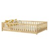 YOOCOZZ Queen Size Rubber Wood Floor Bed with Fence,Door and Safety Guardrails - 2 of 4