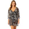 Women's V Neck Roll Tab Sleeve Pocket Dress Cover Up - 4 of 4
