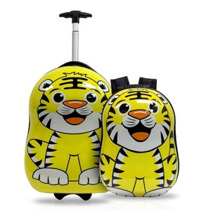 TUCCI Tigerlicious 2pc Kids' Hardside Carry On Luggage Set with 16" Suitcase & 13" Backpack - 1 of 4