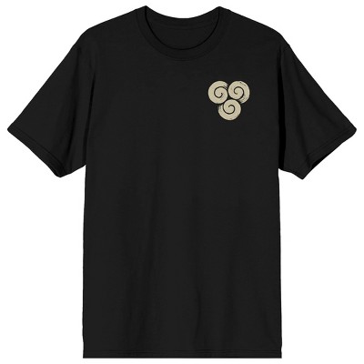 Avatar The Last Airbender Aang & Air Symbol Adult Black Crew Neck Short Sleeve T-shirt