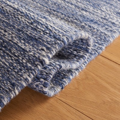 Navy and Beige Wool Flat Woven 5' x 8' Area Rug