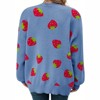 Women's Plus Size Strawberry Print Cardigan Knit Long Sleeve Loose Open Front Sweater Outerwear - 4 of 4