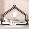 Twin Size House Bed, Metal Floor Bed Frame With Roof, House Shape Bed With Metal Slats Support For Teens Kids Boys Girls, No Box Spring Needed - 2 of 4
