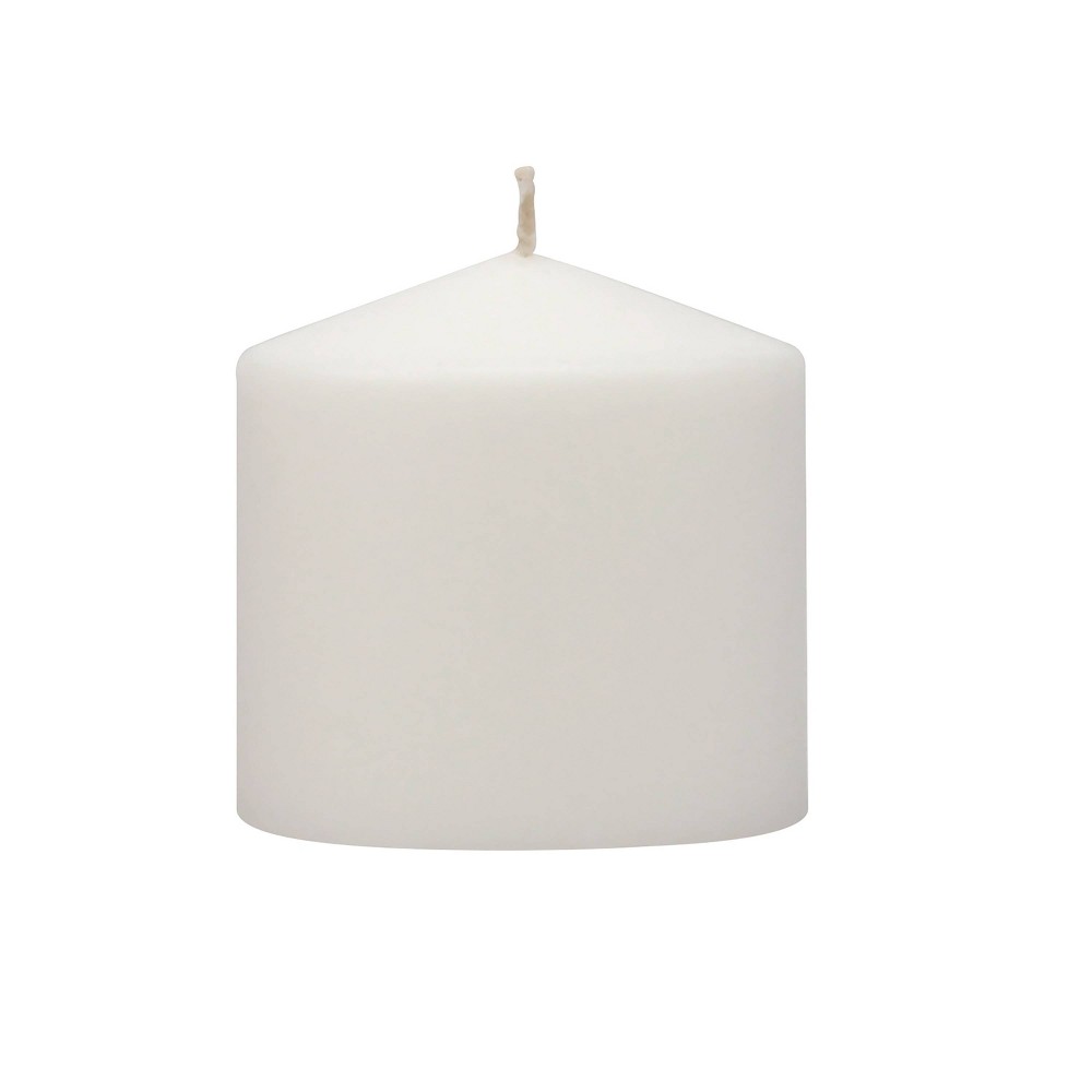 Stonebriar 3pk Tall 3'' x 3'' 18 Hour Long Burning Unscented White Wax Pillar: Smokeless, Cotton Wick, Set of 3