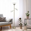 Torchiere Floor Lamp with 2 Reading Lights and Scalloped Glass Shades - Lalia Home - 3 of 4