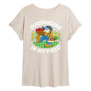 Women's - Garfield - Outstanding In My Field Oversized Graphic T-Shirt - 1 of 4