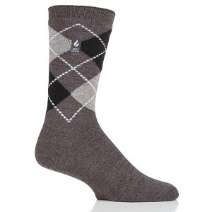 Heat Holders® Men's Jake ULTRA LITE™ Argyle Crew Socks | Thermal Yarn | Lightweight Winter Socks Tight Fit Shoes | Warm + Soft, Hiking, Cabin, Cozy at Home Socks | 3X Warmer Than Cotton - 1 of 2