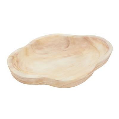 Okuna Outpost Handmade Paulownia Wooden Dough Bowls for Decor with Cross-Shaped Design, 12 x 16 In