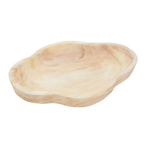 Okuna Outpost Handmade Paulownia Wooden Dough Bowls for Decor with Cross-Shaped Design, 12 x 16 In - 1 of 4