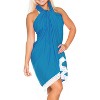 LA LEELA Women's Beach Bikini Swimwear Swim Cover Up Wrap Summer Wraps Swimsuit Beachwear Sarong Coverups Skirts for Women One Size Blue,Solid - 2 of 4