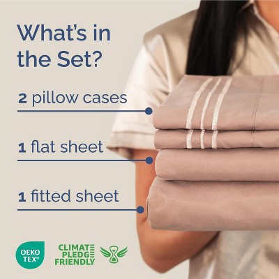 Queen Size Mauve Deep Pocket Microfiber Sheet Set