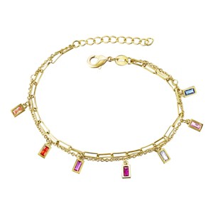 Guili Sparkling Gold or Multicolored Kids/Teens Bracelet with Cubic Zirconia Charms – A Stylish and Fun Jewelry Piece - 1 of 3