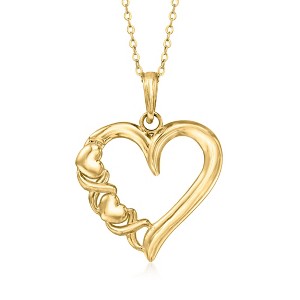 Ross-Simons 10kt Yellow Gold Xo Heart Pendant Necklace - 1 of 3