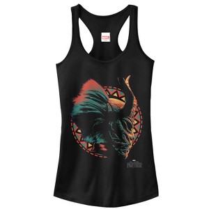 Juniors Womens Marvel Black Panther 2018 Killmonger's Mask Racerback Tank Top - 1 of 4
