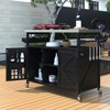 JUJABU Black Outdoor Kitchen Island Rolling Bar Cart with Stainless Steel Top - 2 of 4