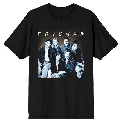 Friends Tv Show Black And White Cast Photo Men's Black T-shirt-medium ...