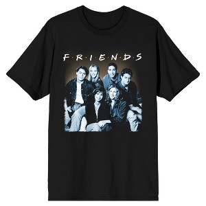 Friends TV Show Black and White Cast Photo Men's Black T-shirt - 1 of 1