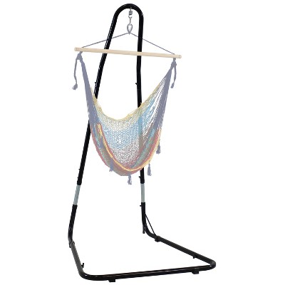 Adjustable Black Powder-Coated Steel Hammock Chair Stand
