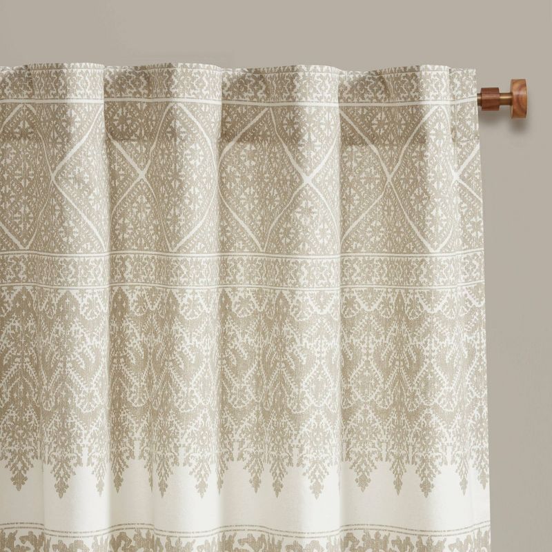 84"x50" Mila Cotton Printed Room Darkening Window Curtain Panel with Chenille detail and Lining, 3 of 8