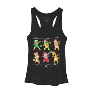 Women's Design By Humans Christmas Dabbing Cartoon Animals By shirtpublic Racerback Tank Top - 1 of 3