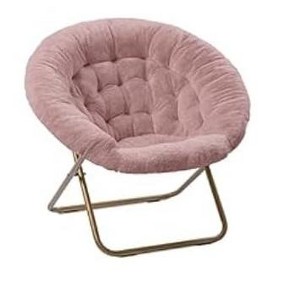 Saucer Chair, Comfy Chair Faux Fur Lounge Moon Chair with Folding Metal Frame, Oversized Plush Foldable Flower Accent Seat - 1 of 1