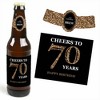 Big Dot of Happiness Adult 70th Birthday - Gold - Birthday Party Decorations for Women and Men - 6 Beer Bottle Label Stickers and 1 Carrier - 3 of 4