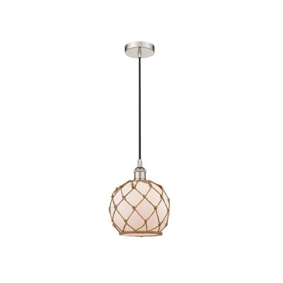 Farmhouse Rope - 1 Light Cord Hung Mini Pendant In Industrial Style-10.75 Inches Tall and 8 Inches Wide