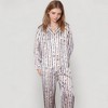Anna-Kaci Lounge Women's Key and Chain Print Woven Pajama Set with Button Down Long Sleeve Top and Relaxed Fit Pants - 3 of 4