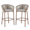 DSVIMOY 2pcs Outdoor Metal Rope Barstool with Beige Cushion, Teak&Beige, 23"*19.5"*39.25" - 4 of 4