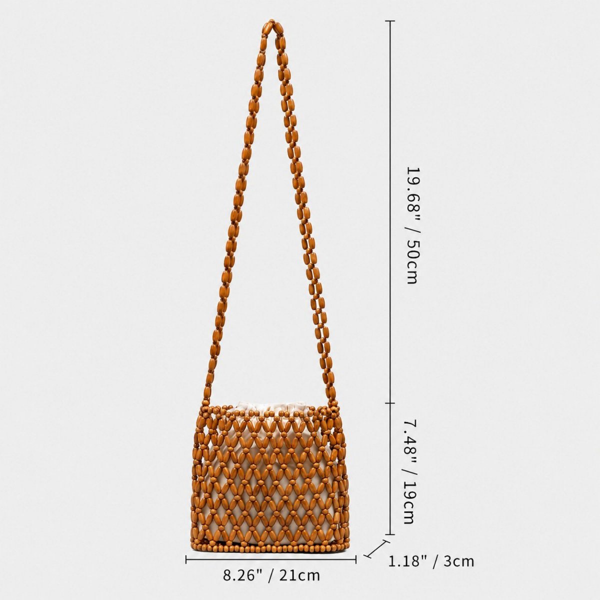 Сумки Alilang Hand-Crafted Wooden Beaded Crossbody Bag for Women - Lightweight Geometric Pattern Purse - Coffee — фото 5