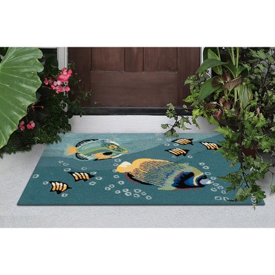 Aquatic Bliss Hand-Tufted Indoor/Outdoor Rectangular Blue Rug