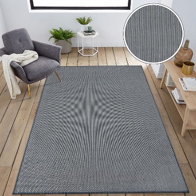 Reversible Easy-Care Blue Synthetic 5' x 7' Area Rug
