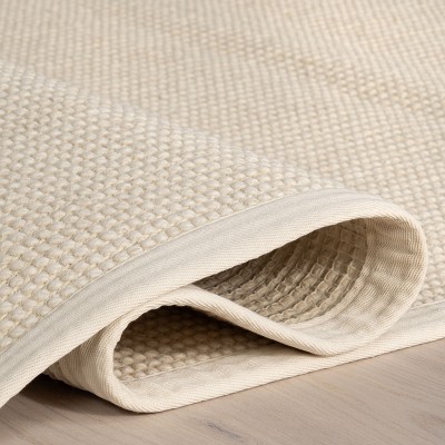 Ivory Geometric Wool and Sisal Runner Rug 2'6" x 8'