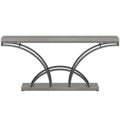 Resenkos 70.9" Console Table, Sofa Table with Faux Marble Tabletop for Entryway Gray