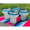 Dos Sueños Mexican Hand Blown Glassware Combo Set - Aqua Rim Pitcher and Stemless Margarita Glasses - 2 of 4