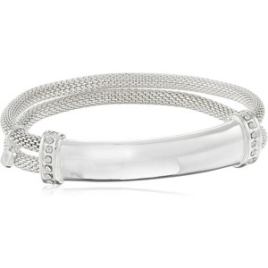 2 Row Bangle Stretch Tri Tone Bracelet with Crystal Accents for Day to Evening Looks - 1 of 4