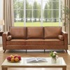 81" Faux Leather Sofa, Mid Century Modern Deep Seat Couch, Upholstered Cushion&Removable Cover, Brown PU Couch - 2 of 4