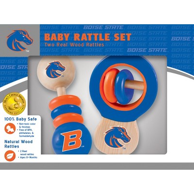 Baby Fanatic Wood Rattle 2 Pack - NCAA Boise State Broncos Baby Toy Set