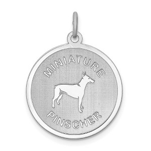 Black Bow Jewelry Sterling Silver Laser Etched Miniature Pinscher Dog Pendant, 19mm - 1 of 4