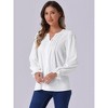 Allegra K Women's Split Neck Pleated Long Sleeve Casual Business Tops - 4 of 4