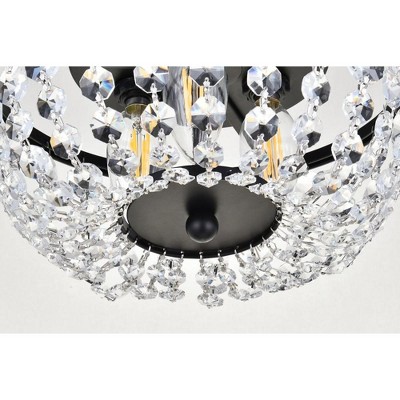 Cora 10-Inch Black Iron and Crystal Flush Mount Light