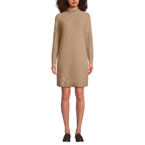 Lands' End Women's Boucle Long Sleeve Raglan Mock Neck Sweater Dress - 1 of 3