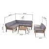 GDFStudio Bernice 7 Piece Outdoor Acacia Wood Sectional Sofa Set with Loveseat and Coffee Table - 3 of 4