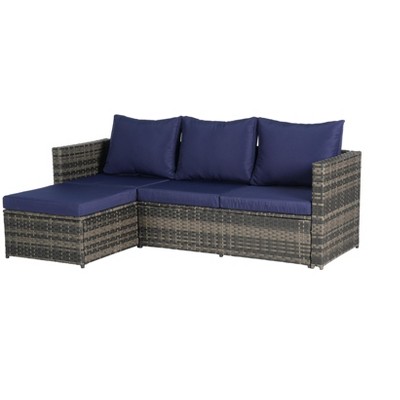 Racxily 2 Pieces Patio Furniture Set,Outdoor Woven Sectional L- Shaped Patio Furniture