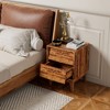 Nightstand Set of 2, Mid Century Modern Nightstand  with 2 Drawers Storage, Wooden End Table, Vintage Nightstand, Bedside Table for Bedroom - 4 of 4