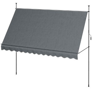 Aghana Digitals Dark Gray Manual Retractable Patio Awning, 11.5'x4', UV Resistant, Non-Screw - 1 of 4