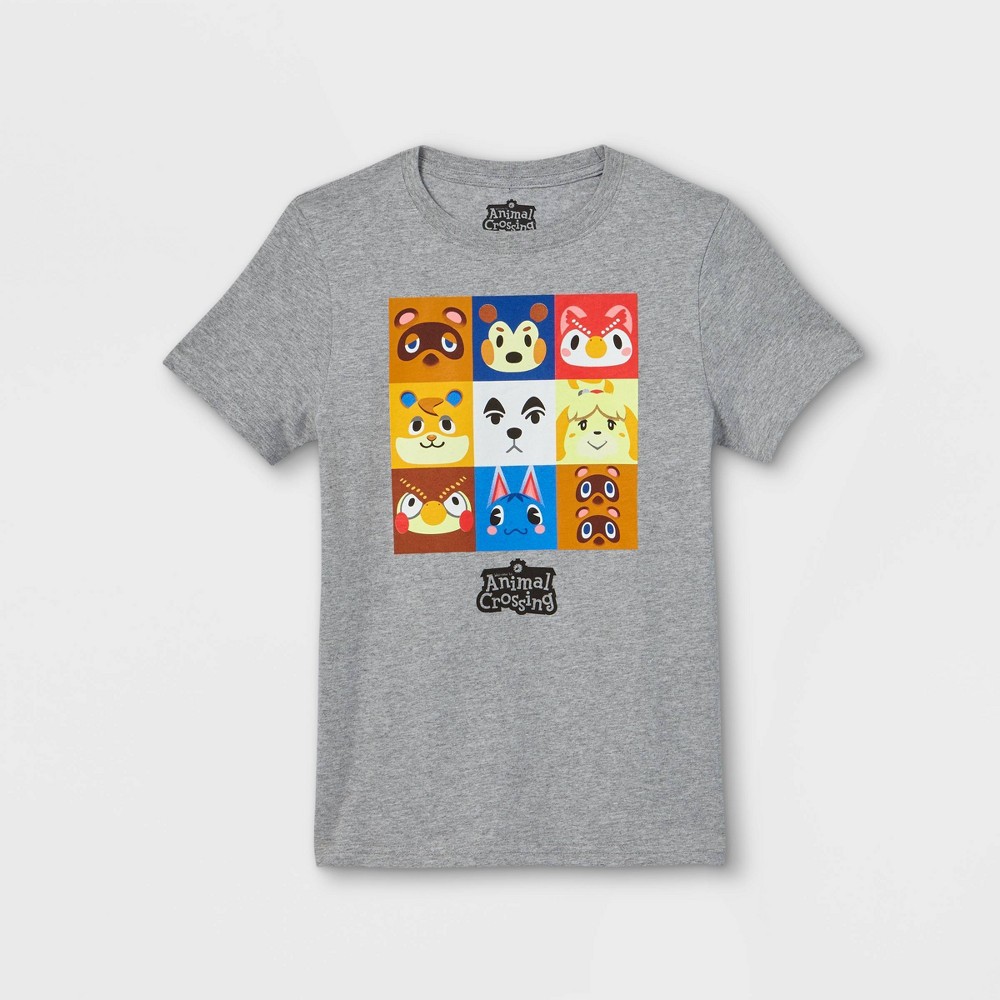 Size large Boys' Animal Crossing Short Sleeve Graphic T-Shirt - Gray 
